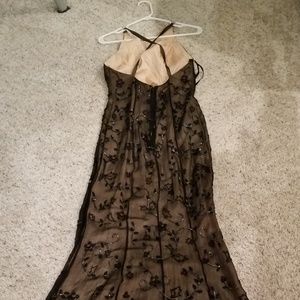 Black full length beaded evening gown